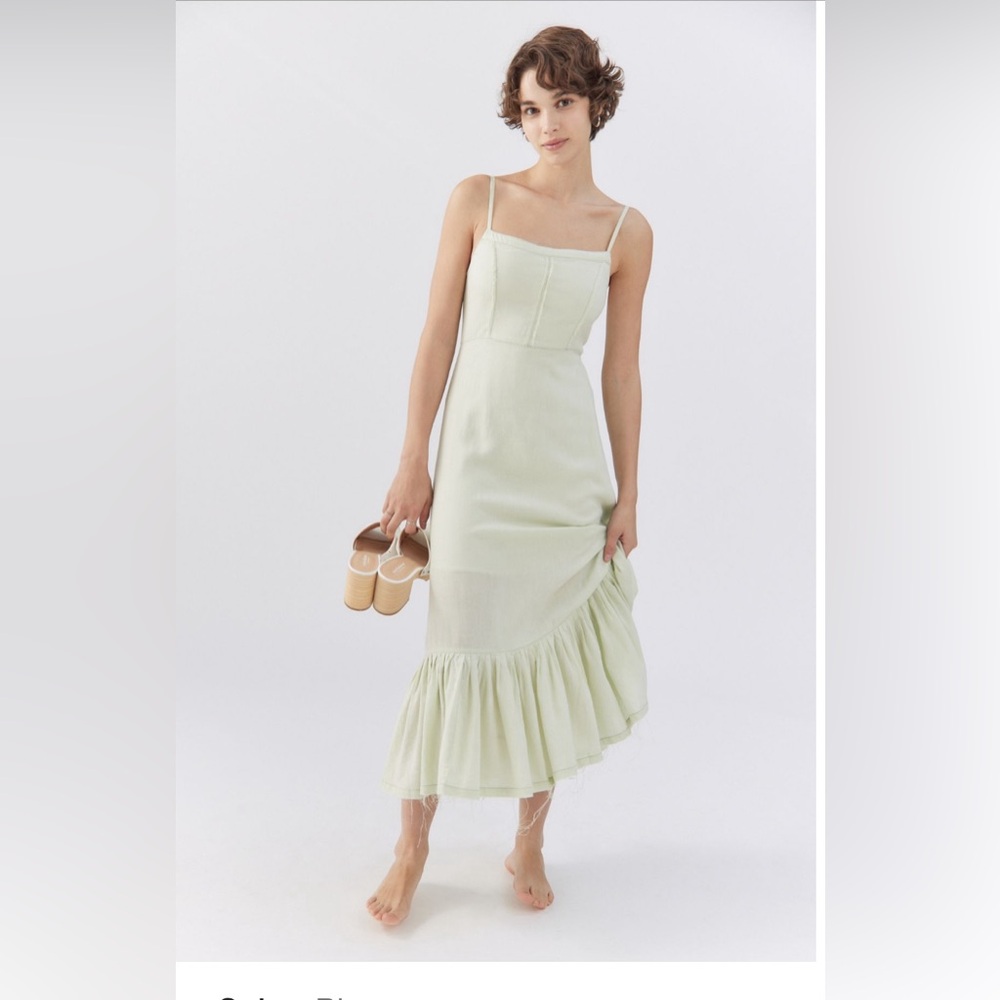 Urban outfitters light green distressed midi dress
